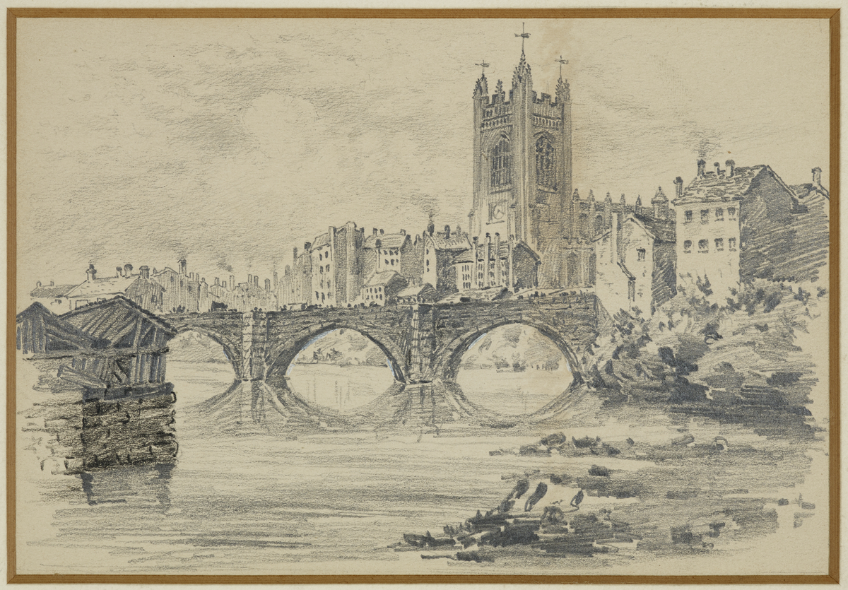 The Old Church and Salford Bridge (from an old print)